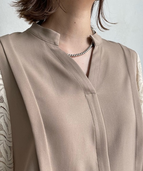 DouDou（ドゥドゥ）の「AW袖レーススキッパーブラウス（シャツ/ブラウス・レディース・ベージュ/ブラック/オフホワイト・FREE）」の6枚目の写真