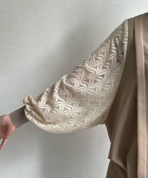 DouDou（ドゥドゥ）の「AW袖レーススキッパーブラウス（シャツ/ブラウス・レディース・ベージュ/ブラック/オフホワイト・FREE）」の15枚目の写真