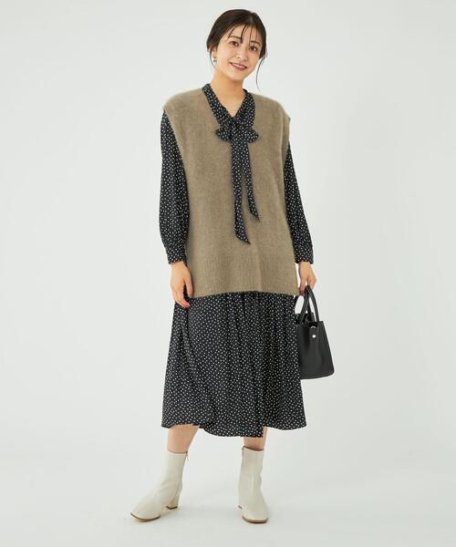 green label relaxing(グリーンレーベルリラクシング)の「ボウタイ 3WAY ワンピース(ワンピース・レディース・ケリー/その他1/ダークグレー・FREE)」の21枚目の写真