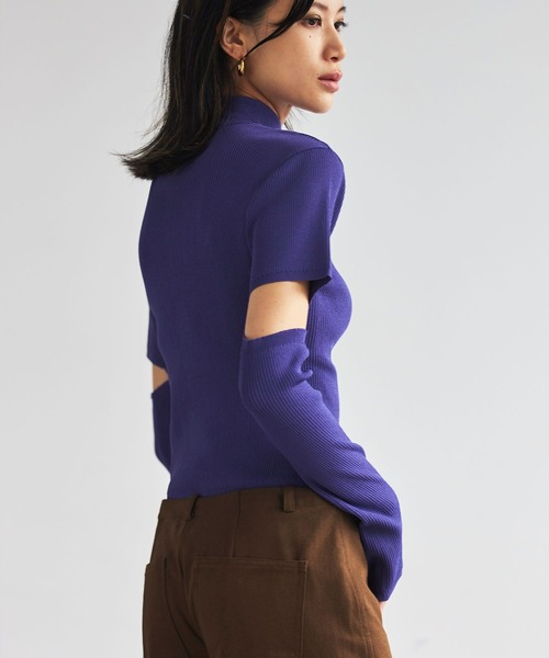 FIG&VIPER（フィグアンドバイパー）の「アームウォーマーボトルネックリブニットトップス（ニット/セーター・レディース・ブラック/パープル/ブラウン・FREE）」の20枚目の写真