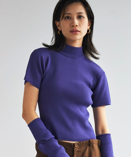 FIG&VIPER（フィグアンドバイパー）の「アームウォーマーボトルネックリブニットトップス（ニット/セーター・レディース・ブラック/パープル/ブラウン・FREE）」の19枚目の写真