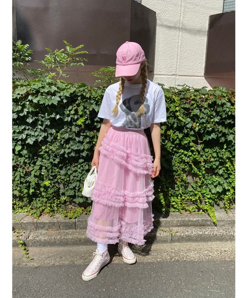 WC(ダブル シー)の「チュールフリルロングスカート(スカート・レディース・ピンク/グリーン/アイボリー/ブラック・FREE)」の21枚目の写真