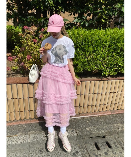 WC(ダブル シー)の「チュールフリルロングスカート(スカート・レディース・ピンク/グリーン/アイボリー/ブラック・FREE)」の15枚目の写真