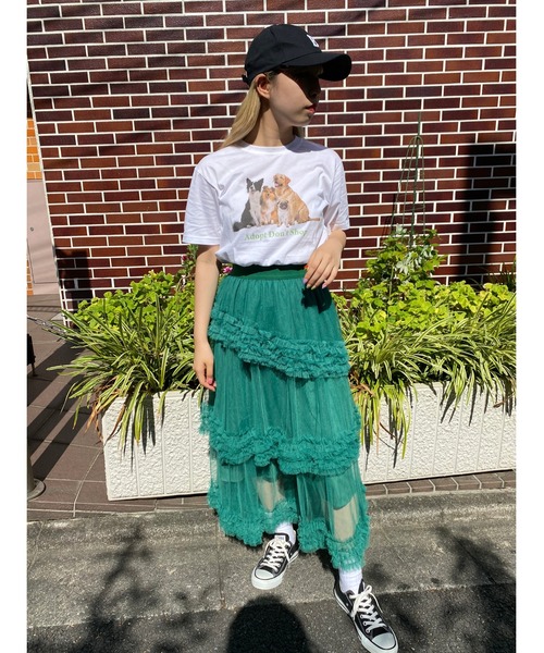 WC(ダブル シー)の「チュールフリルロングスカート(スカート・レディース・ピンク/グリーン/アイボリー/ブラック・FREE)」の14枚目の写真