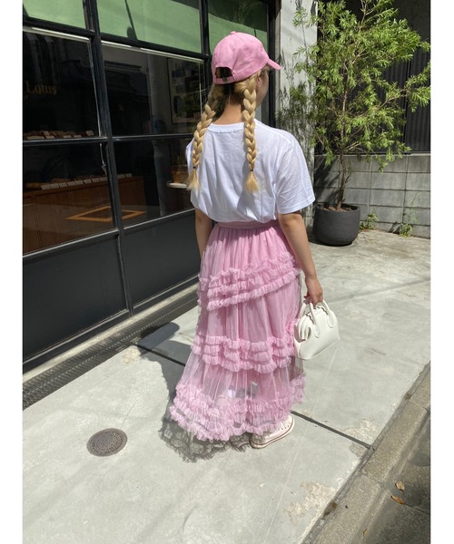 WC(ダブル シー)の「チュールフリルロングスカート(スカート・レディース・ピンク/グリーン/アイボリー/ブラック・FREE)」の18枚目の写真