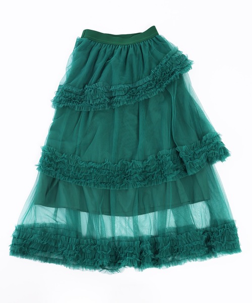 WC(ダブル シー)の「チュールフリルロングスカート(スカート・レディース・ピンク/グリーン/アイボリー/ブラック・FREE)」の7枚目の写真