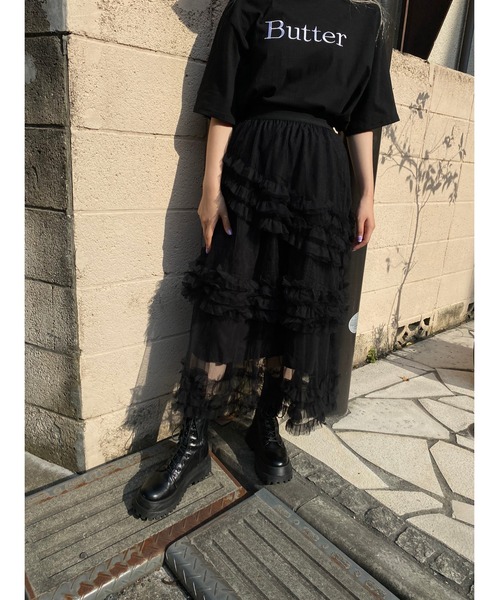 WC(ダブル シー)の「チュールフリルロングスカート(スカート・レディース・ピンク/グリーン/アイボリー/ブラック・FREE)」の20枚目の写真