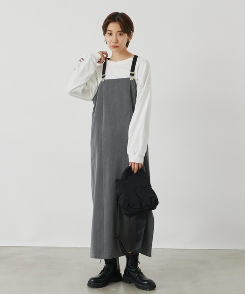 Auntie Rosa Holiday（アンティローザホリデー）の「サスペンダーナローワンピース / 長さ調節可能（ワンピース・レディース・グレー/ブラック・FREE）」の11枚目の写真