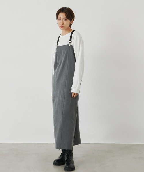 Auntie Rosa Holiday（アンティローザホリデー）の「サスペンダーナローワンピース / 長さ調節可能（ワンピース・レディース・グレー/ブラック・FREE）」の14枚目の写真