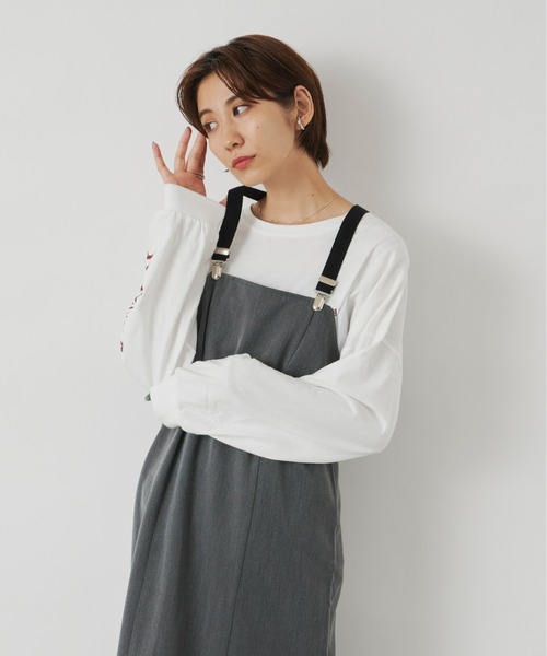 Auntie Rosa Holiday（アンティローザホリデー）の「サスペンダーナローワンピース / 長さ調節可能（ワンピース・レディース・グレー/ブラック・FREE）」の18枚目の写真