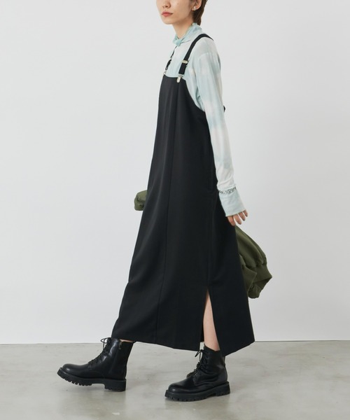 Auntie Rosa Holiday（アンティローザホリデー）の「サスペンダーナローワンピース / 長さ調節可能（ワンピース・レディース・グレー/ブラック・FREE）」の5枚目の写真