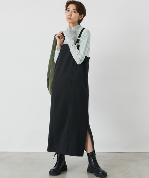 Auntie Rosa Holiday（アンティローザホリデー）の「サスペンダーナローワンピース / 長さ調節可能（ワンピース・レディース・グレー/ブラック・FREE）」の3枚目の写真