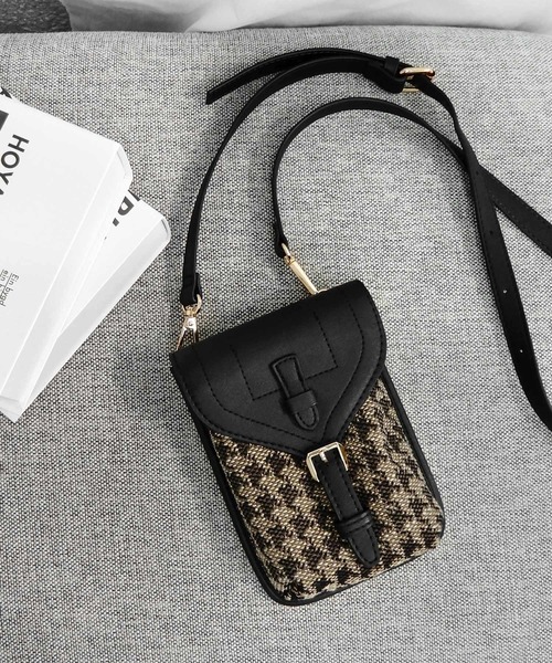 minia(ミニア)の「ツイードコンビのポケットショルダー ◆(ショルダーバッグ・レディース・ブラック/ブラウン・FREE)」の15枚目の写真