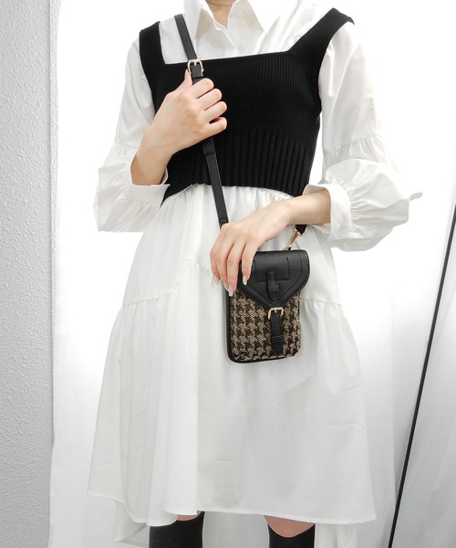 minia(ミニア)の「ツイードコンビのポケットショルダー ◆(ショルダーバッグ・レディース・ブラック/ブラウン・FREE)」の17枚目の写真