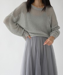 ルーズフィットシースルー網ニット