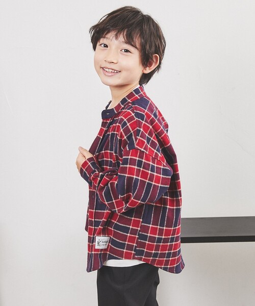 coen（コーエン）の「ALASKAN(アラスカン)別注バンドカラーネルシャツ（シャツ/ブラウス・キッズ・ワイン/ブラウン・100/110/150/140/130/120）」の10枚目の写真