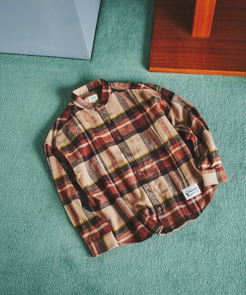 coen（コーエン）の「ALASKAN(アラスカン)別注バンドカラーネルシャツ（シャツ/ブラウス・キッズ・ワイン/ブラウン・100/110/150/140/130/120）」の11枚目の写真