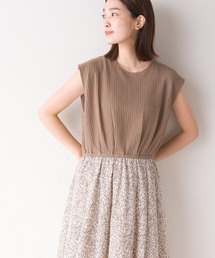 かぎ針切替ロングワンピース