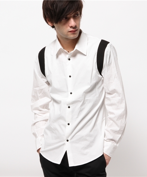 CIAOPANIC（チャオパニック）の「【Ciaopanic】　リブ使いシャツLS（シャツ/ブラウス・メンズ・グレー/ホワイト・MEDIUM/LARGE）」の2枚目の写真