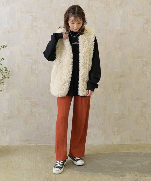 Lull（ルル）の「【Lull / ルル】M/Lサイズ展開で再入荷★Lullロゴ刺繍ロンT（Tシャツ/カットソー・レディース・ホワイト/ブラック・ONESIZE/M/L）」の8枚目の写真