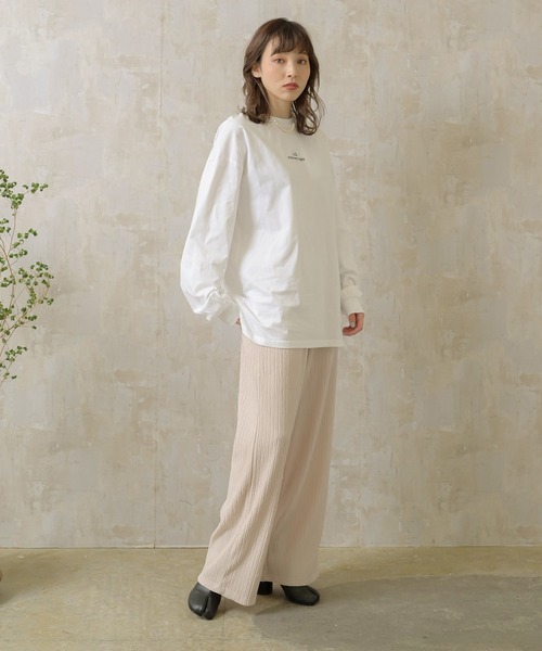 Lull（ルル）の「【Lull / ルル】M/Lサイズ展開で再入荷★Lullロゴ刺繍ロンT（Tシャツ/カットソー・レディース・ホワイト/ブラック・ONESIZE/M/L）」の10枚目の写真