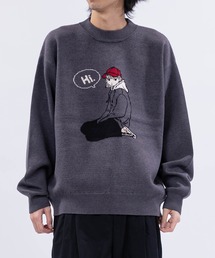 Red Cap Girl（レッドキャプガール）の「【a-r】〔RedCapGirl/レッドキャップガール〕ジャガードイラスト クルーネックニット（ニット/セーター・メンズ）」