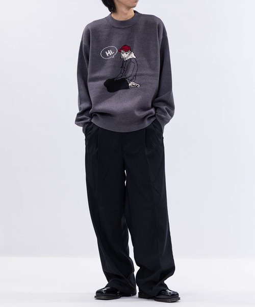 Red Cap Girl（レッドキャプガール）の「【a-r】〔RedCapGirl/レッドキャップガール〕ジャガードイラスト クルーネックニット（ニット/セーター・メンズ・ホワイト/グリーン/イエロー/ブラック/チャコールグレー・MEDIUM/LARGE）」の22枚目の写真