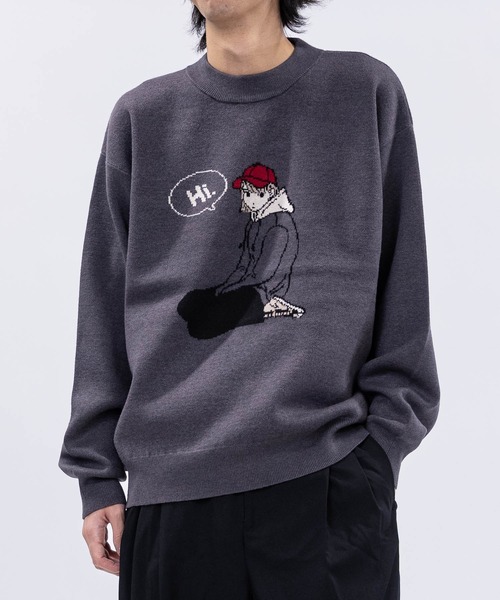 Red Cap Girl（レッドキャプガール）の「【a-r】〔RedCapGirl/レッドキャップガール〕ジャガードイラスト クルーネックニット（ニット/セーター・メンズ・ホワイト/グリーン/イエロー/ブラック/チャコールグレー・MEDIUM/LARGE）」の19枚目の写真