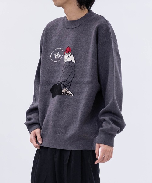 Red Cap Girl（レッドキャプガール）の「【a-r】〔RedCapGirl/レッドキャップガール〕ジャガードイラスト クルーネックニット（ニット/セーター・メンズ・ホワイト/グリーン/イエロー/ブラック/チャコールグレー・MEDIUM/LARGE）」の20枚目の写真