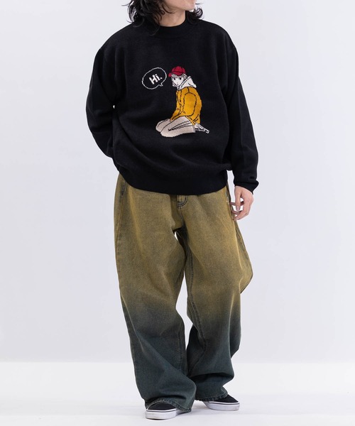 Red Cap Girl（レッドキャプガール）の「【a-r】〔RedCapGirl/レッドキャップガール〕ジャガードイラスト クルーネックニット（ニット/セーター・メンズ・ホワイト/グリーン/イエロー/ブラック/チャコールグレー・MEDIUM/LARGE）」の16枚目の写真