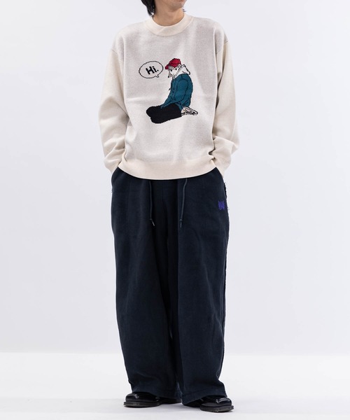 Red Cap Girl（レッドキャプガール）の「【a-r】〔RedCapGirl/レッドキャップガール〕ジャガードイラスト クルーネックニット（ニット/セーター・メンズ・ホワイト/グリーン/イエロー/ブラック/チャコールグレー・MEDIUM/LARGE）」の9枚目の写真