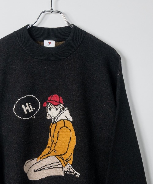 Red Cap Girl(レッドキャプガール)の「【a-r】〔RedCapGirl/レッドキャップガール〕ジャガードイラスト クルーネックニット(ニット/セーター・メンズ・ホワイト/グリーン/イエロー/ブラック/チャコールグレー・MEDIUM/LARGE)」の20枚目の写真