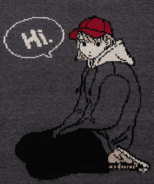 Red Cap Girl(レッドキャプガール)の「【a-r】〔RedCapGirl/レッドキャップガール〕ジャガードイラスト クルーネックニット(ニット/セーター・メンズ・ホワイト/グリーン/イエロー/ブラック/チャコールグレー・MEDIUM/LARGE)」の13枚目の写真