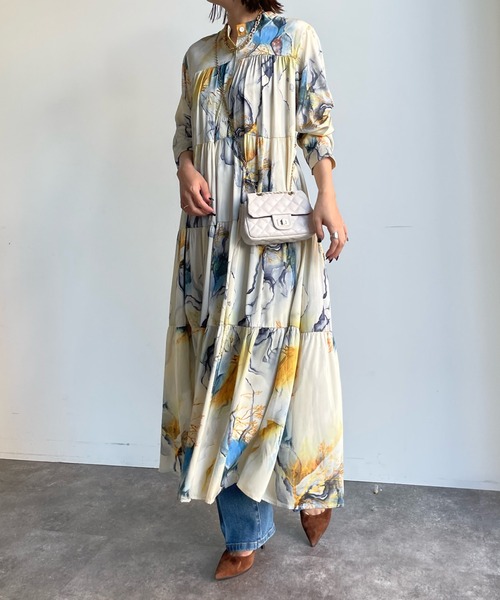 DouDou（ドゥドゥ）の「【WEB限定】プリントティアードワンピース（ワンピース・レディース・ホワイト/ベージュ/ブラック・FREE）」の20枚目の写真