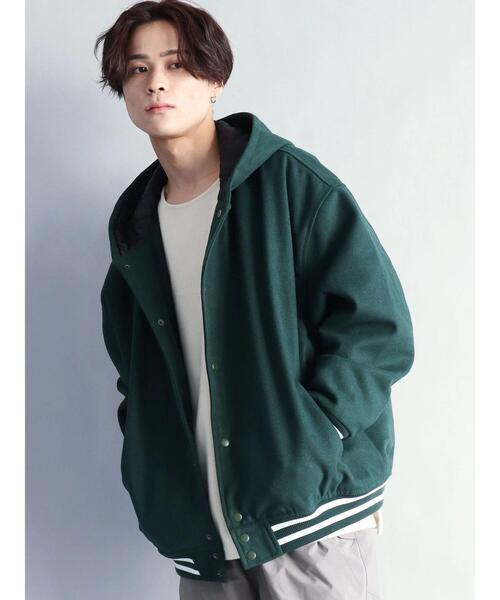 CRAFT STANDARD BOUTIQUE（クラフトスタンダードブティック）の「メルトンフードスタジャン　＊（スタジャン・メンズ・ブラック/ネイビー/グリーン・M/L）」の6枚目の写真