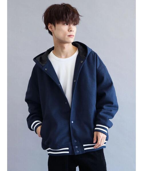 CRAFT STANDARD BOUTIQUE（クラフトスタンダードブティック）の「メルトンフードスタジャン　＊（スタジャン・メンズ・ブラック/ネイビー/グリーン・M/L）」の7枚目の写真