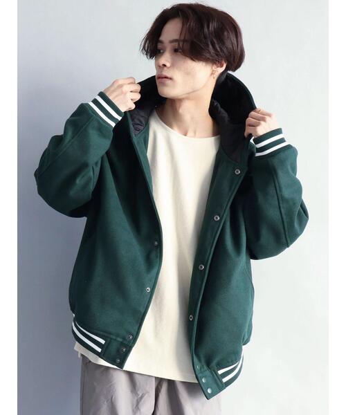 CRAFT STANDARD BOUTIQUE（クラフトスタンダードブティック）の「メルトンフードスタジャン　＊（スタジャン・メンズ・ブラック/ネイビー/グリーン・M/L）」の8枚目の写真