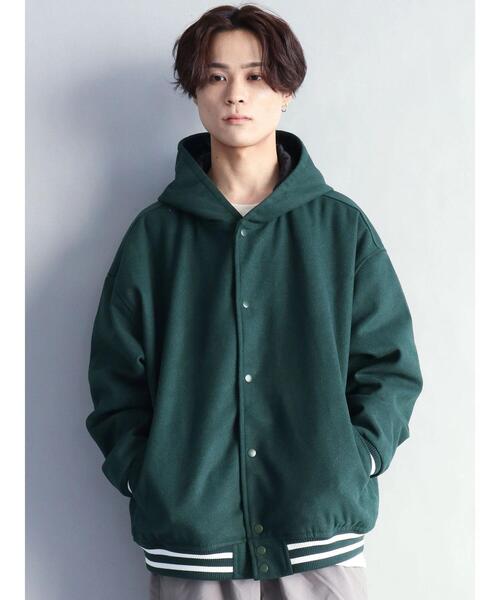 CRAFT STANDARD BOUTIQUE（クラフトスタンダードブティック）の「メルトンフードスタジャン　＊（スタジャン・メンズ・ブラック/ネイビー/グリーン・M/L）」の11枚目の写真