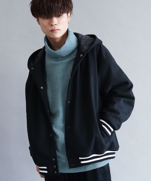 CRAFT STANDARD BOUTIQUE（クラフトスタンダードブティック）の「メルトンフードスタジャン　＊（スタジャン・メンズ・ブラック/ネイビー/グリーン・M/L）」の2枚目の写真