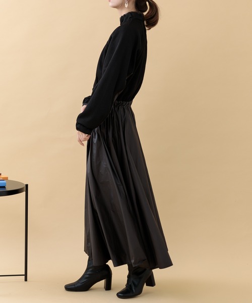 Paradise Picnic（パラダイスピクニック）の「33℃ ウエストスイッチングリブワンピース（ワンピース・レディース・グレー/ブラック・FREE）」の7枚目の写真