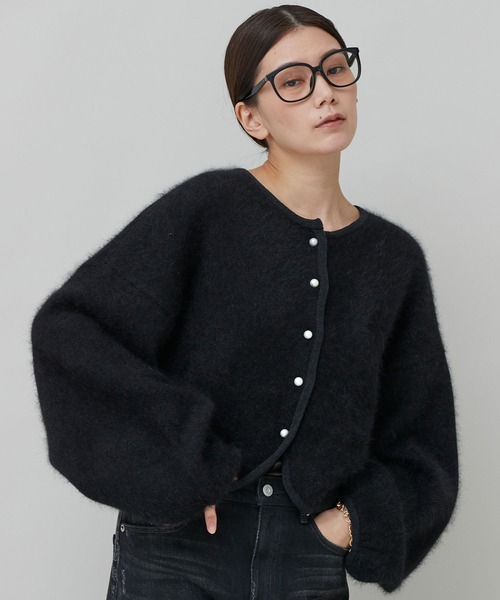 Curensology(カレンソロジー)の「Curensology(カレンソロジー)/ラピーヌダブルニットカーディガン(カーディガン/ボレロ・レディース・ホワイト/ブラック・FREE)」の1枚目の写真