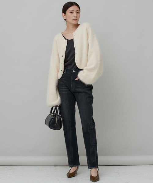 Curensology(カレンソロジー)の「Curensology(カレンソロジー)/ラピーヌダブルニットカーディガン(カーディガン/ボレロ・レディース・ホワイト/ブラック・FREE)」の3枚目の写真