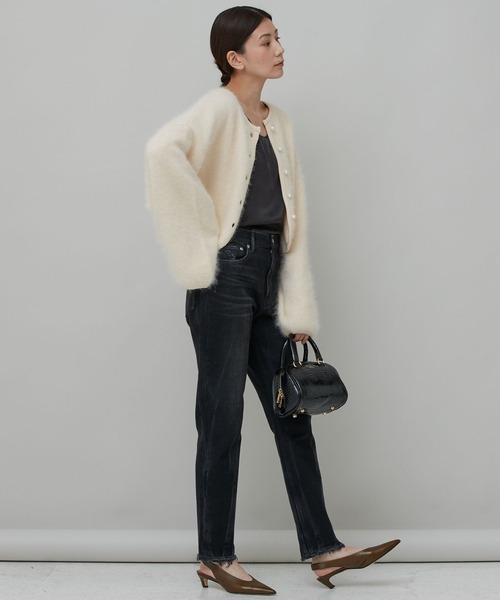 Curensology(カレンソロジー)の「Curensology(カレンソロジー)/ラピーヌダブルニットカーディガン(カーディガン/ボレロ・レディース・ホワイト/ブラック・FREE)」の4枚目の写真