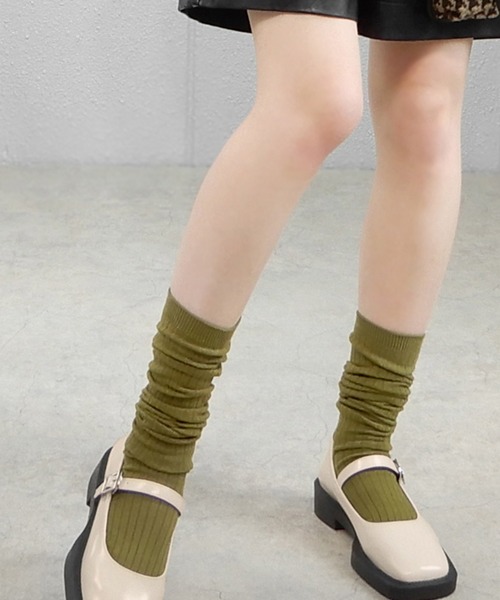 minia（ミニア）の「カラーリブハイソックス（ソックス/靴下・レディース・ブラック/カーキ/グリーン/ライトグレー/ブラウン/ベージュ/ピンク/ホワイト・FREE）」の6枚目の写真