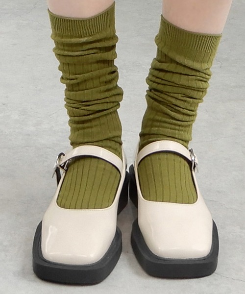 minia（ミニア）の「カラーリブハイソックス（ソックス/靴下・レディース・ブラック/カーキ/グリーン/ライトグレー/ブラウン/ベージュ/ピンク/ホワイト・FREE）」の9枚目の写真