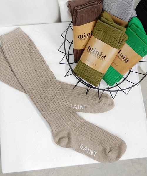 minia（ミニア）の「カラーリブハイソックス（ソックス/靴下・レディース・ブラック/カーキ/グリーン/ライトグレー/ブラウン/ベージュ/ピンク/ホワイト・FREE）」の17枚目の写真