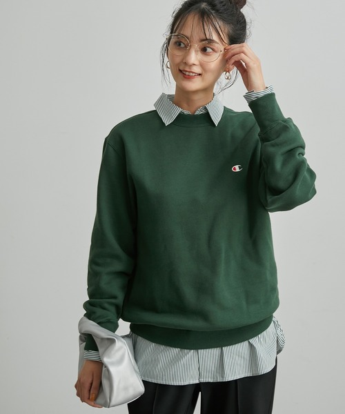 Champion(チャンピオン)の「【Champion/チャンピオン】裏起毛クルーネックスウェット(スウェット・レディース・ホワイト/ブラック/グレー/グリーン・38)」の4枚目の写真