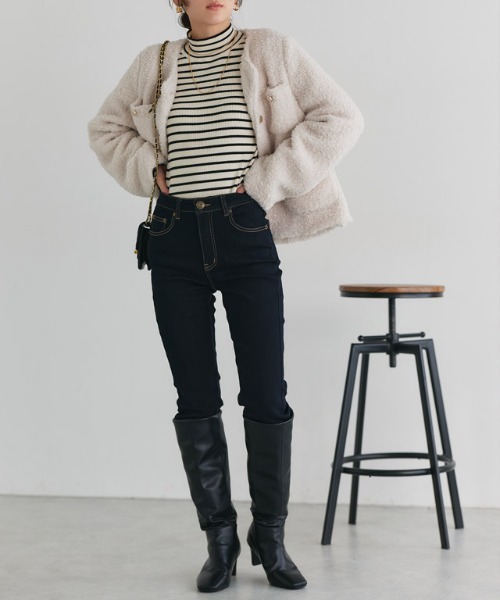 Pierrot（ピエロ）の「裏起毛スキニーデニム（デニムパンツ・レディース・ブラック系その他/ネイビー系/ブラック/ブルー系その他/インディゴブルー/ネイビー・XS/S/M/L/LL/3L/4L）」の8枚目の写真