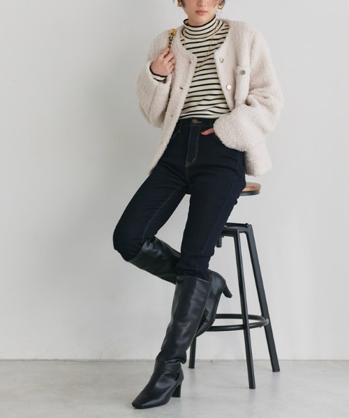 Pierrot（ピエロ）の「裏起毛スキニーデニム（デニムパンツ・レディース・ブラック系その他/ネイビー系/ブラック/ブルー系その他/インディゴブルー/ネイビー・XS/S/M/L/LL/3L/4L）」の10枚目の写真