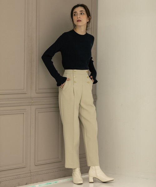 OPAQUE.CLIP（オペークドットクリップ）の「◆【LANATEC(R)/ラナテック】ダブルフェイス マリンパンツ（その他パンツ・レディース・イエロー/ライトベージュ/ネイビー・36/38/40/34/42）」の8枚目の写真